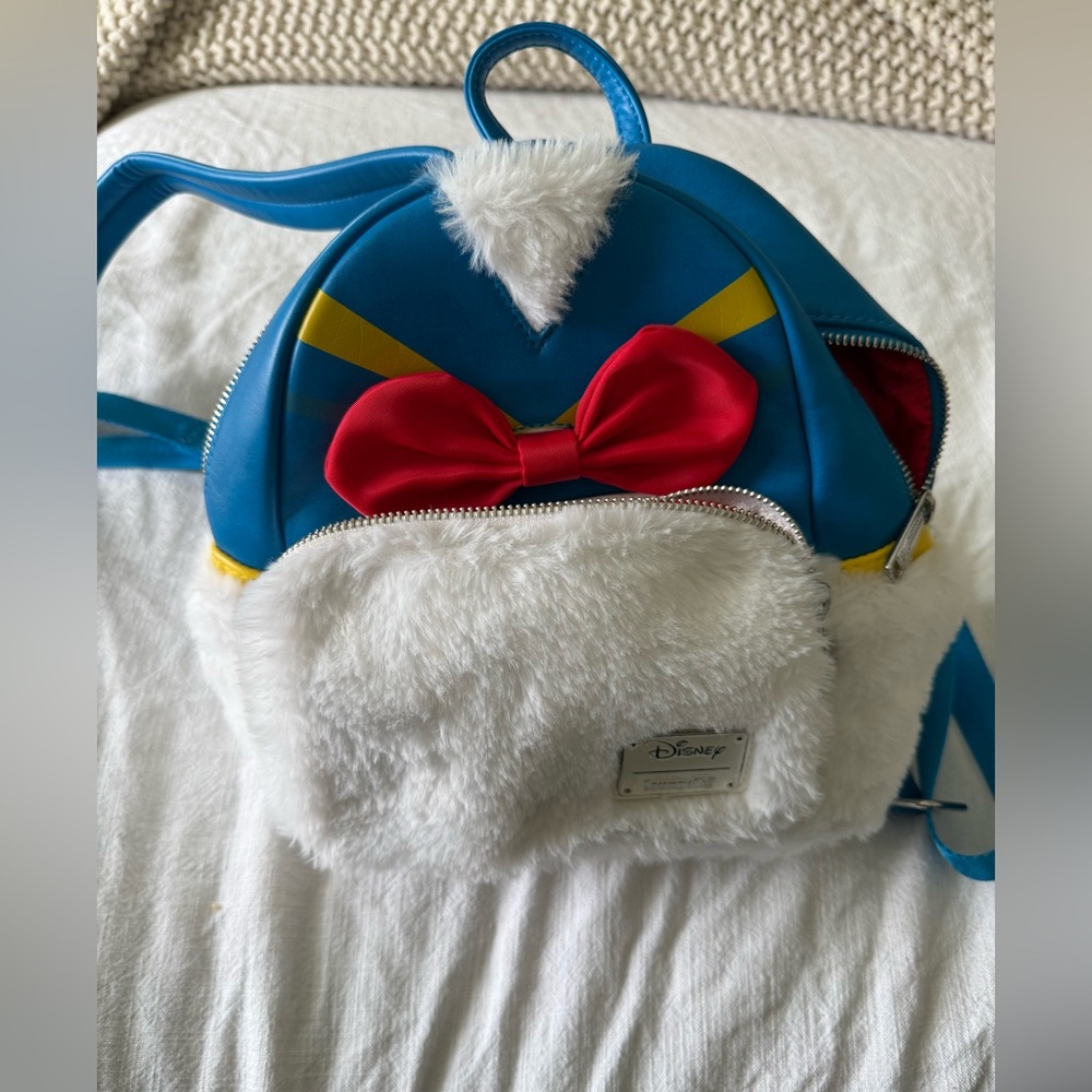 Loungefly Disney Donald Duck Blue Faux-Fur Mini Backpack
